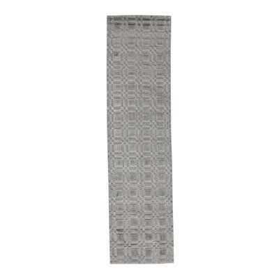 Cotton Geometric Area Rug in Gray