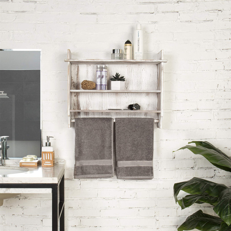 Byromville Solid Wood Wall Mounted Bathroom Shelves, White