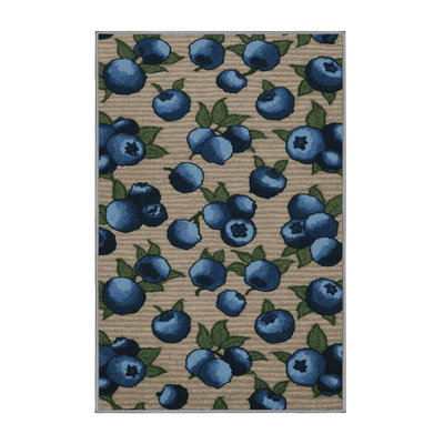 Washable Blueberry Wild Fruits Area Rug