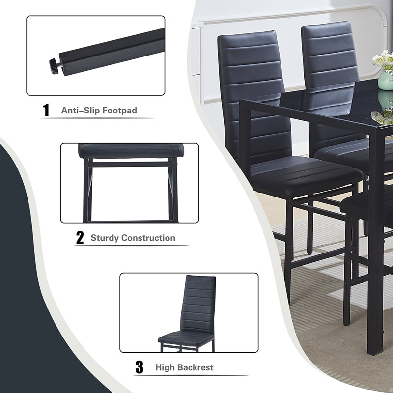 4 - Person Dining Set, Black, Black