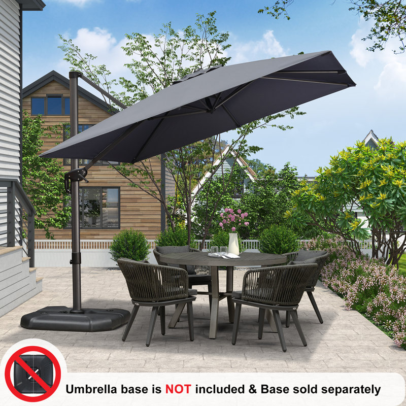 Parasol carré en porte-à-faux 9 pi sans base Anoush, Gris