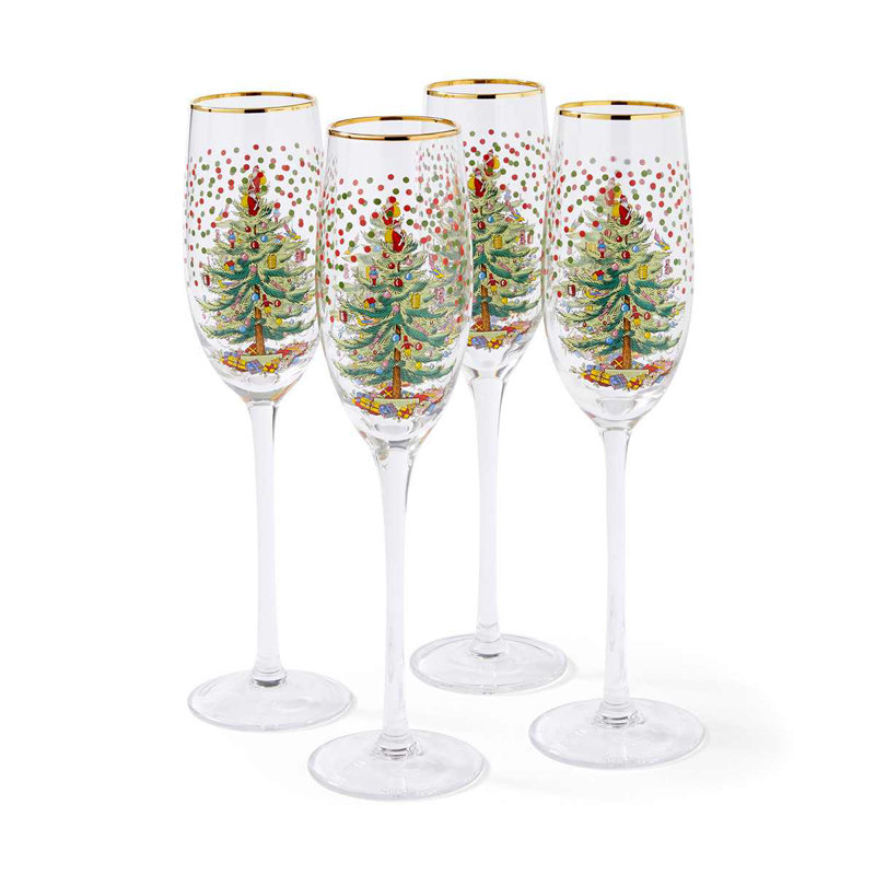Flûtes à champagne à pois, ensemble de 4