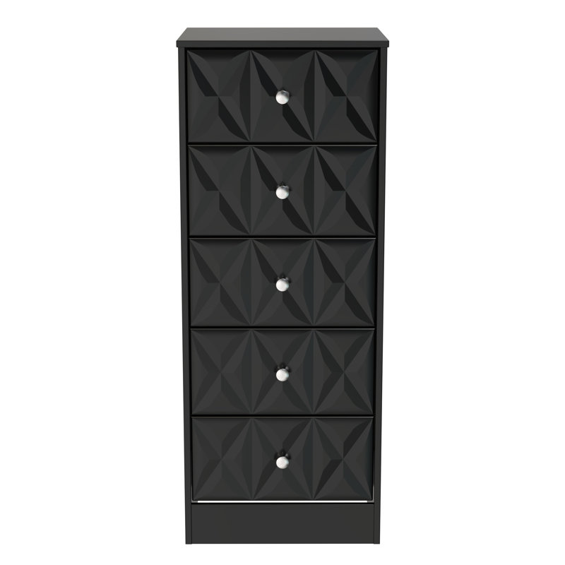San Jose Bedside Table, Deep Black/Black Matt
