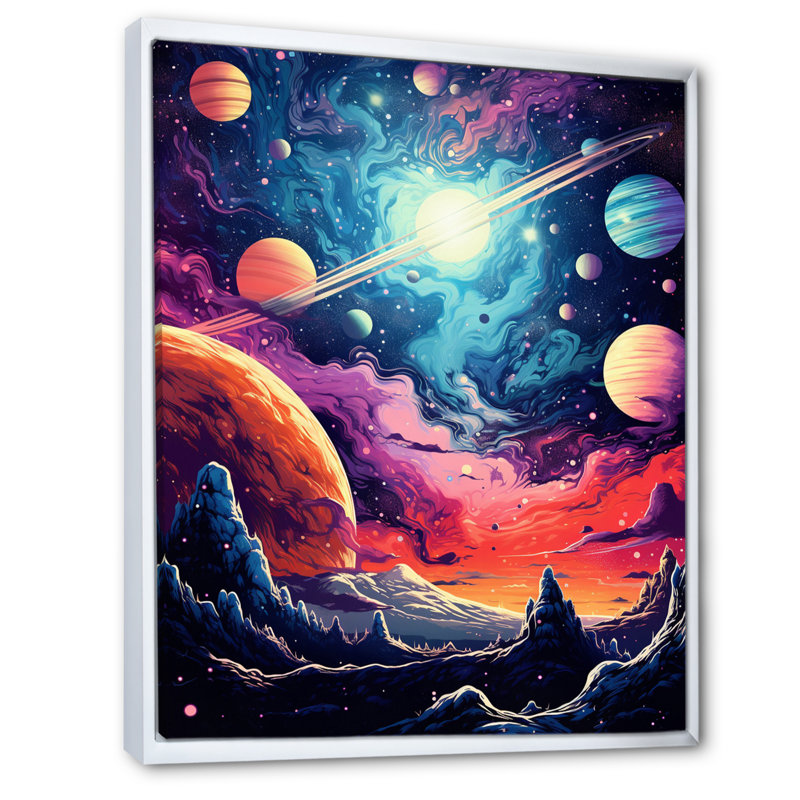 Bright Star in Distant Galaxy sur toile, H 32 po x l 16 po x P 1 po, Cadre flottant blanc