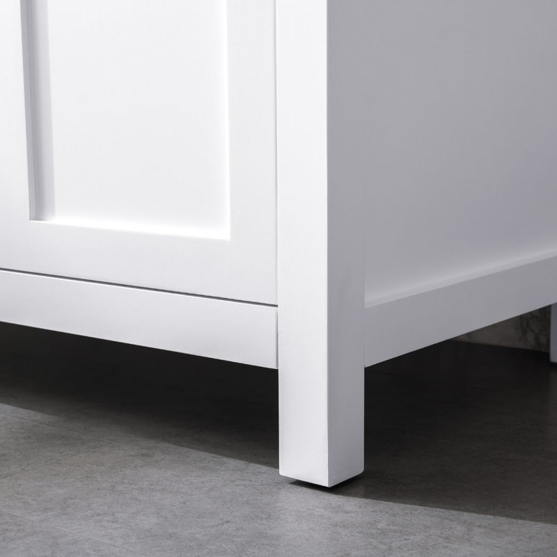 Meuble-lavabo simple Ajhane, Blanc / nickel brossé