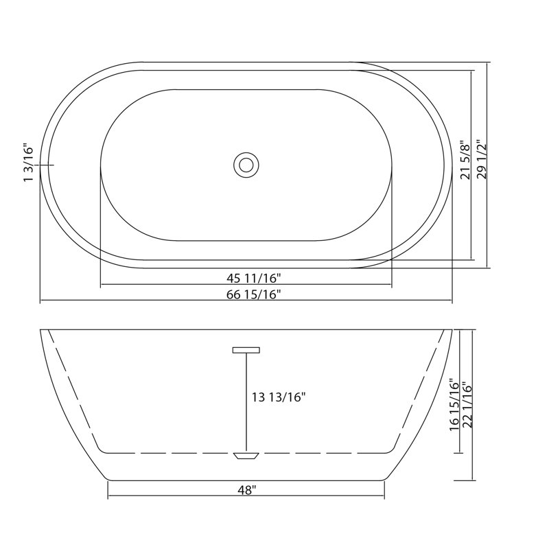 Acrylic Freestanding Bathtub, Stand Alone Soaking Tub, Gloss White Finish, Overflow & Pop-Up Drain