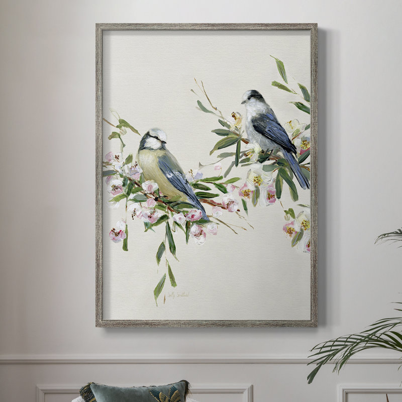 Songbird Duo I, reproduction encadrée - bois massif, H 30 po x l 24 po