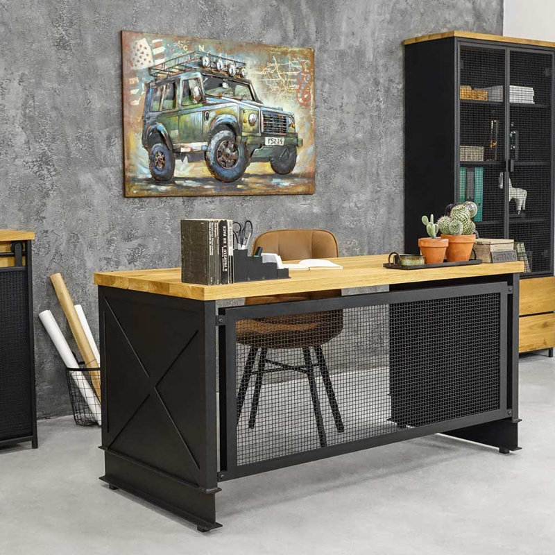 Elio 152 cm W Rectangular Desk Shell, Brown Oil