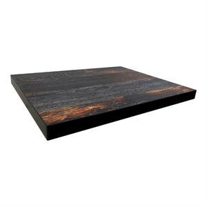 Plateau de table en mélamine de 30 po x 60 po avec motif grain de bois brûlé et bordure noire 30 po x 60 po