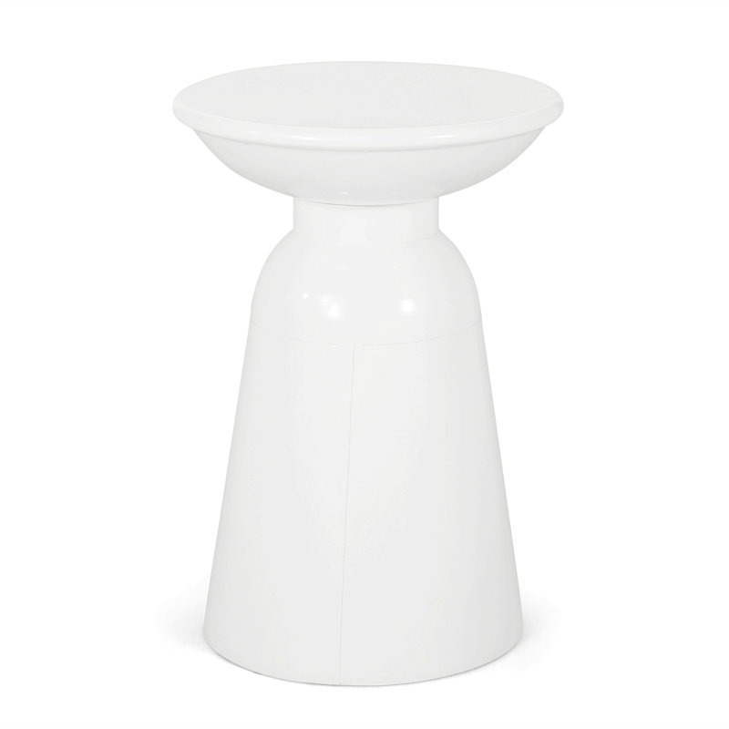 Modern Design Outdoor Metal End Table -Large, White