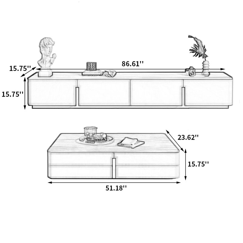 Meuble télé et table basse Modern, Blanc
