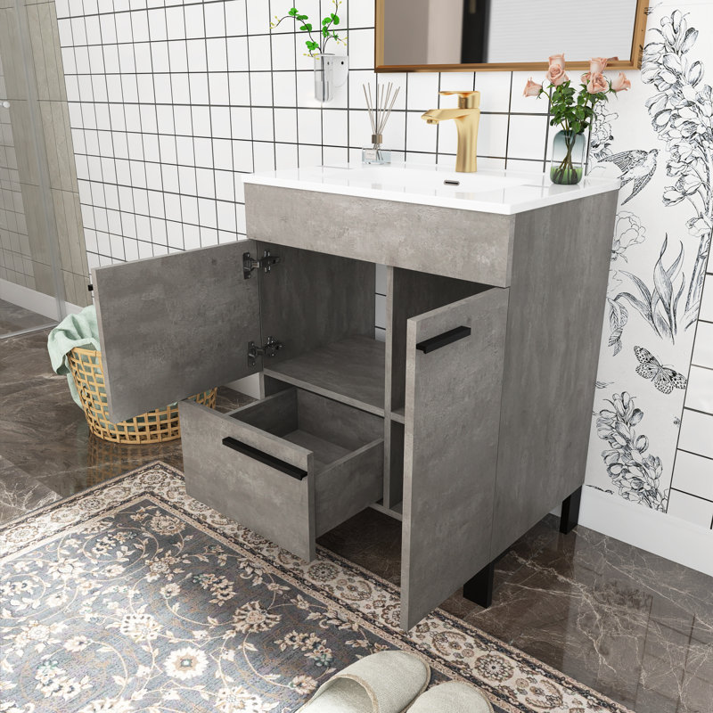 Jacquinto 28'' Single Bathroom Vanity withCeramic Top