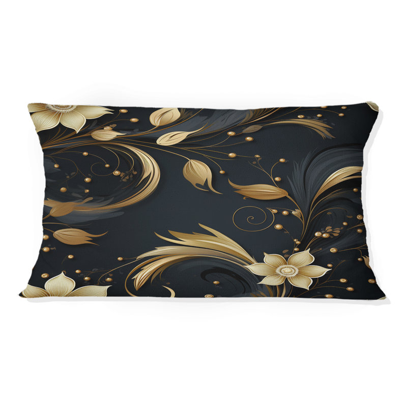 Oreiller en polyester noir et doré Intrigue Elegance I