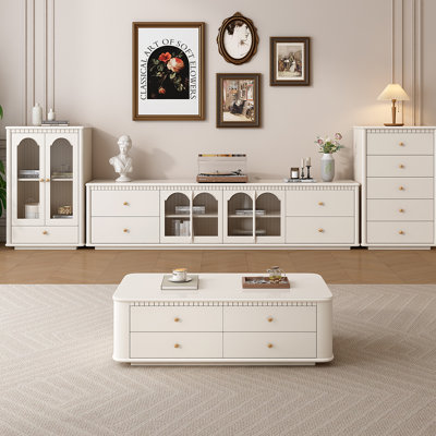 Solid Boxwood Coffee Table with 8 Drawers