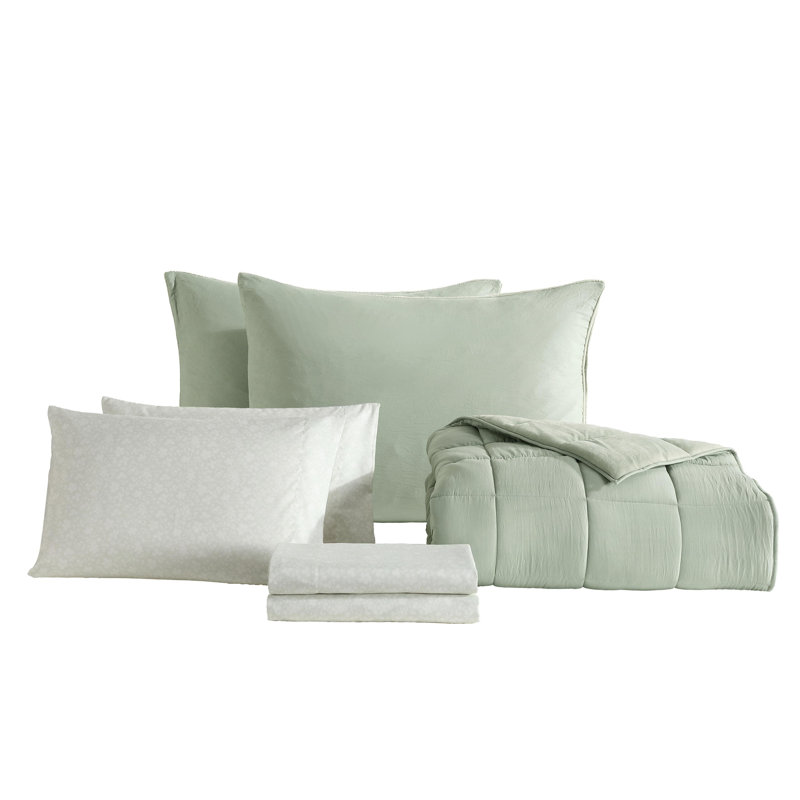 Ensemble d'édredon en peluche réversible Calvin Klein, Édredon simple très long + 4 pièces supplément, Vert