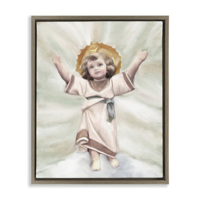 Nino Divino Baby Portrait Brown Framed Floater Canvas Wall Art, design by Kim Allen