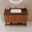 Meuble-lavabo moderne 36 po avec lavabo en céramique sans couture et armoire autoportante dorée