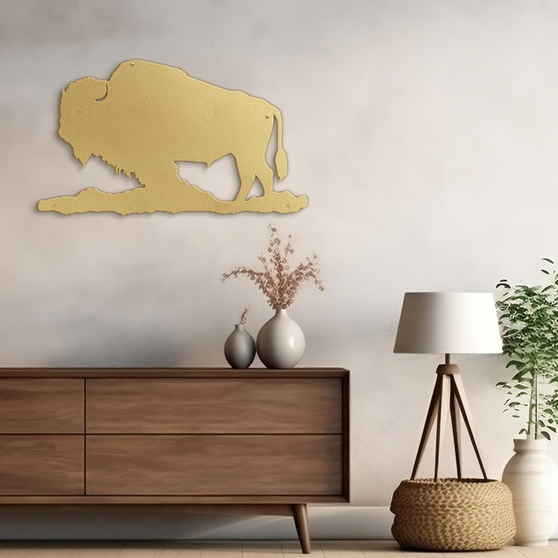Décoration murale en métal, H 18 po x l 36 po x P 0,05 po, Or