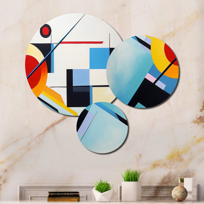 Colorful Suprematism Essence of Pure IV - Abstract Suprematism Metal Wall Art Set