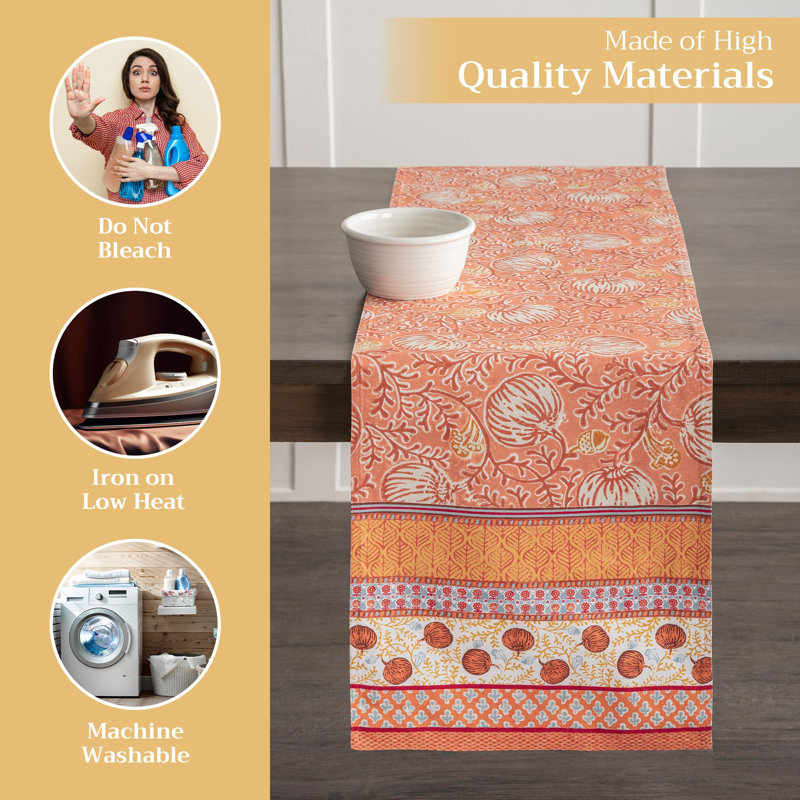 Maison d' Hermine Table runner 100% Cotton Double Layer Table Runners 108 inches long for Thanksgiving Christmas Decorations Home Kitchen Dining Party Wedding (Harvest Festival, 14.5" x 108")