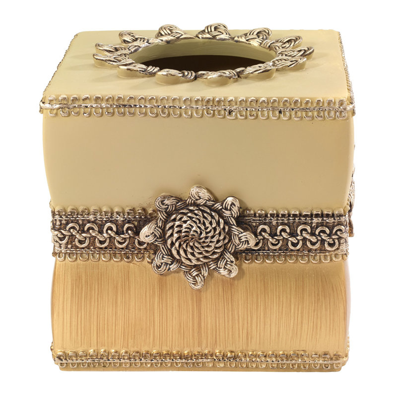 Braided Medallion Gte Tissue Box Cover, Gold