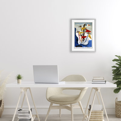 Winter Sports In France Framed Print Under Glass, design by Vintage Posters