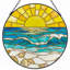Panneau de vitrail 12 "H Sunset Ocean-361073011