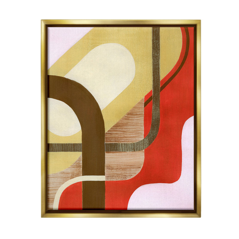 "Wavy Retro Shapes" par Grace Popp sur toile, Cadre flottant métallique doré, H 31 po x l 25 po