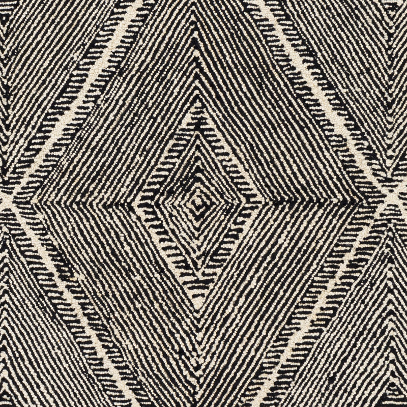 Tapis noir / ivoire en laine touffeté à la main à motif géométrique Orsi, Rectangle 8 pi x 10 pi