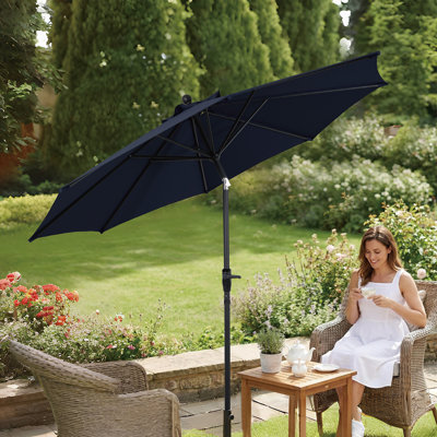 9 ft. Patio Umbrella with Auto-Tilt & Crank Lift – Double Vented Canopy, Wind-Resistant Ribs, UV/Water-Resistance