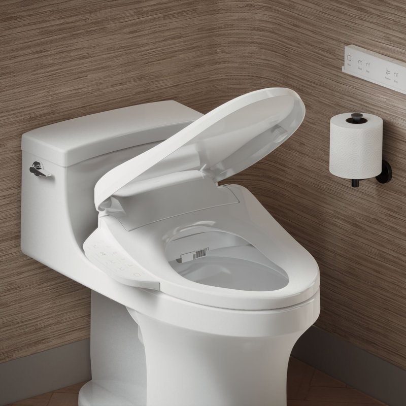 Purewash E725 Elongated Bidet Toilet Seat With Remote Control, White