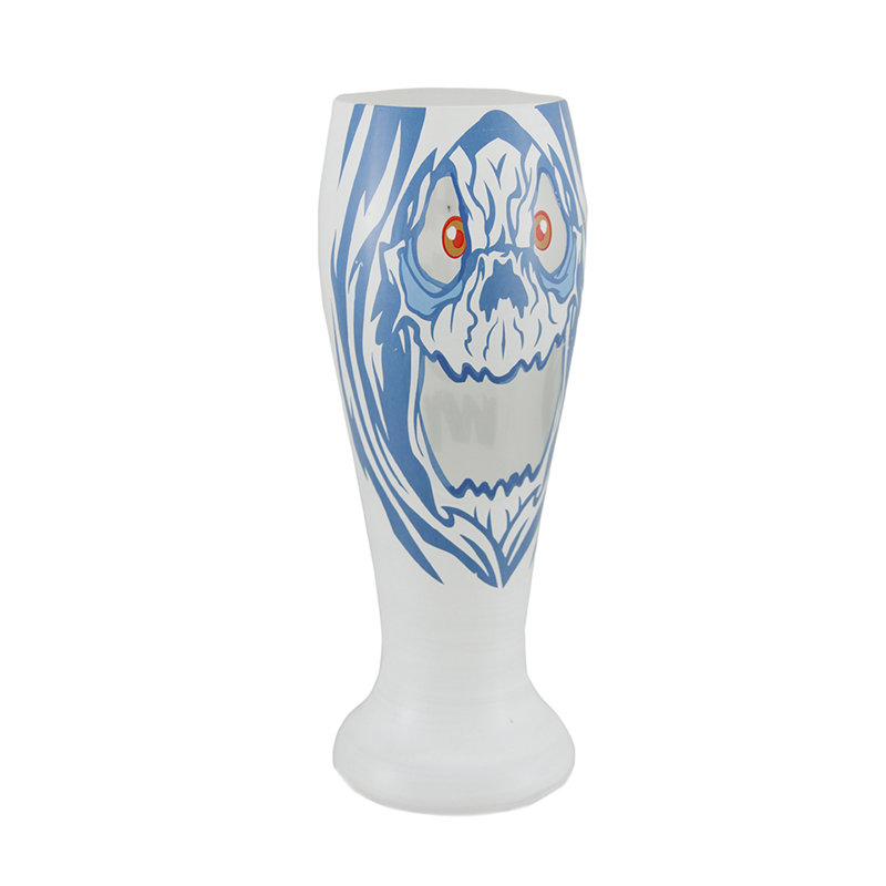 Blue glass Three Sheets hand-painted ghost decorative pilsner glass — 24 oz