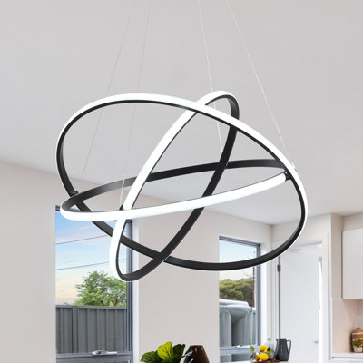 Luminaire suspendu moderne à DEL avec globe noir à DEL à intensité variable avec télécommande pour le vestibule du salon