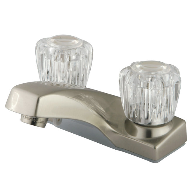 Elements of Design Centerset Bathroom Faucet, Brushed Nickel, With Brass Pop Up Drain