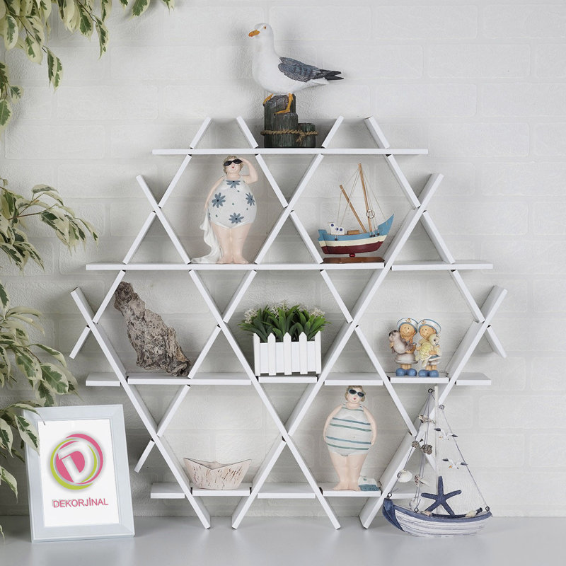 Aaliyha 4 Piece Hexagon Accent Shelf, 70cm H x 67cm W x 11 cm D, White