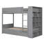 Lit superposé simple au-dessus de simple avec tiroirs et armoire de rangement multicouche - Bois massif peu encombrant, gris-957600304-957600305