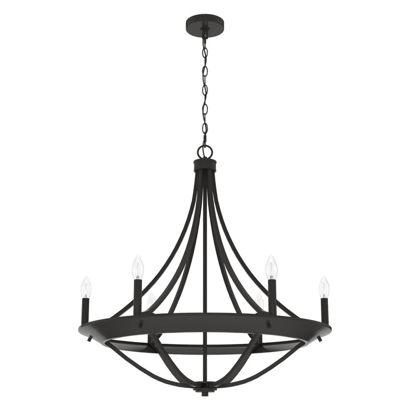 Perch Point 6 Light Candle Style Wagon Wheel Chandelier, Noble Bronze