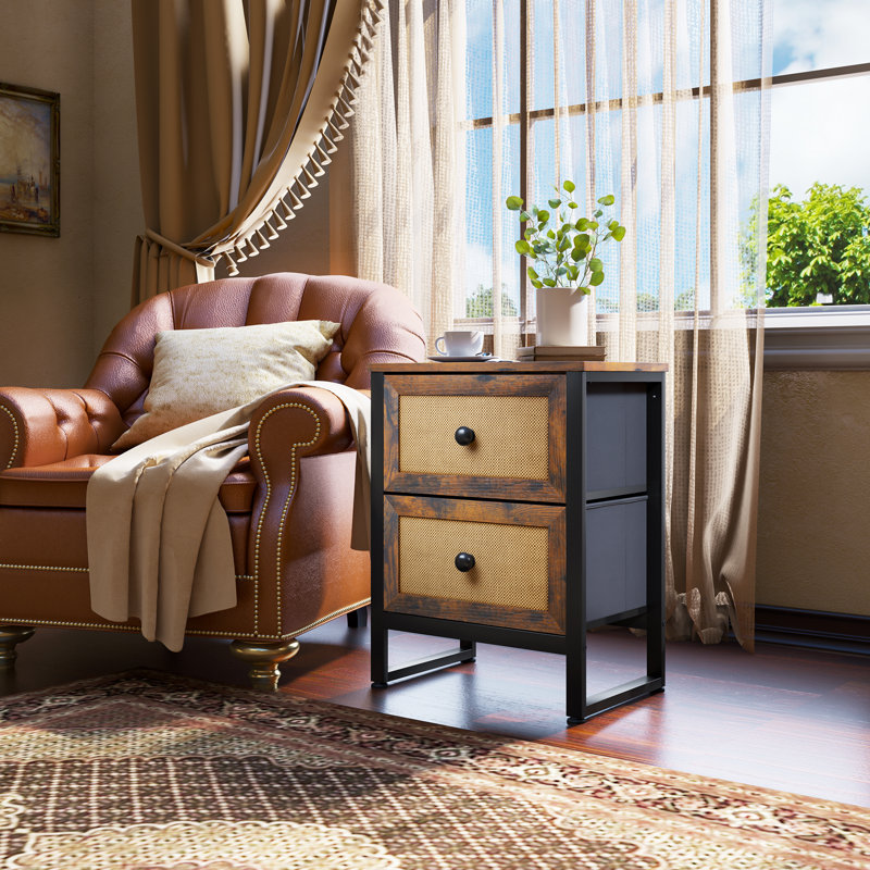 Commode anglaise à 2 tiroirs Asella en brun rustique