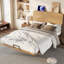Size Natural Solid Bamboo Floating Platform Bed With Headboard & Built-In Usb/Type-C Ports, No Box Spring Needed, Support Slats For Bedroom & Guest Rooms-1970691532-1970691533