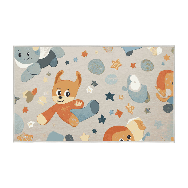 Tapis pour enfants 6 animaux Ginza, Rectangulaire 2 pi x 3 pi