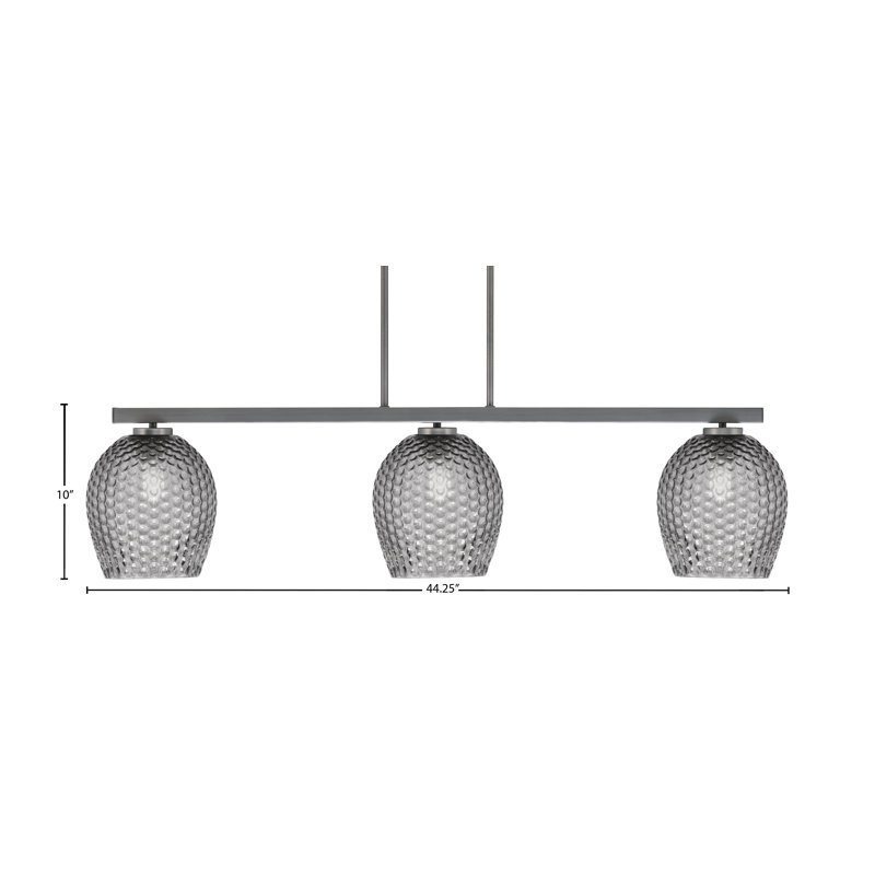 Barre d'éclairage 3 lumières Louell Atlas au fini graphite avec verre texturé 7,5, Noir