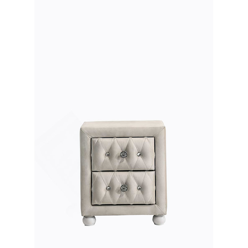 Table de chevet beige en tissu