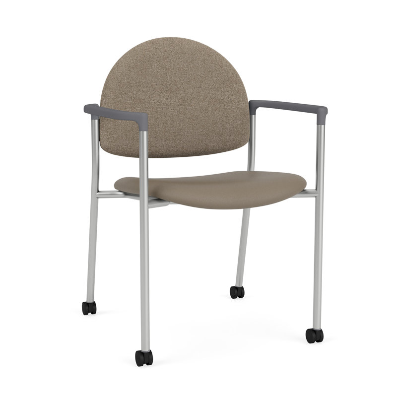 Chaise d'invité à chat avec roulettes, Argent, Modena Farro / Archetype Silt