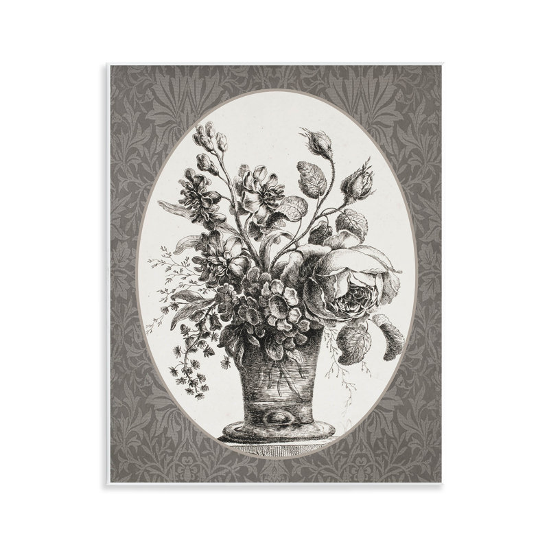 Art antique sur plaque de pot de fleur, design par lettré et doublé