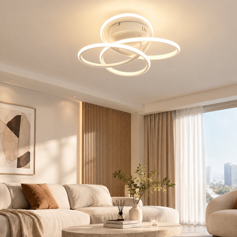 41cm Butterfly‑Shaped Dimmable LED Flush Mount, White
