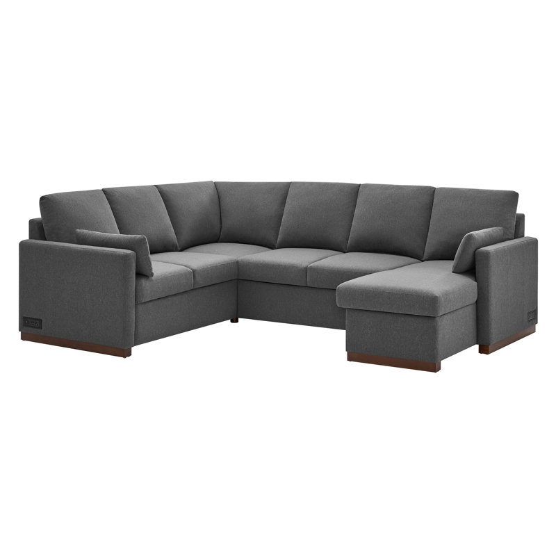 Serta Exeter Reversible Convertible Sleeper Sectional w/ Storage Chaise and Integrated USB Power, Gray
