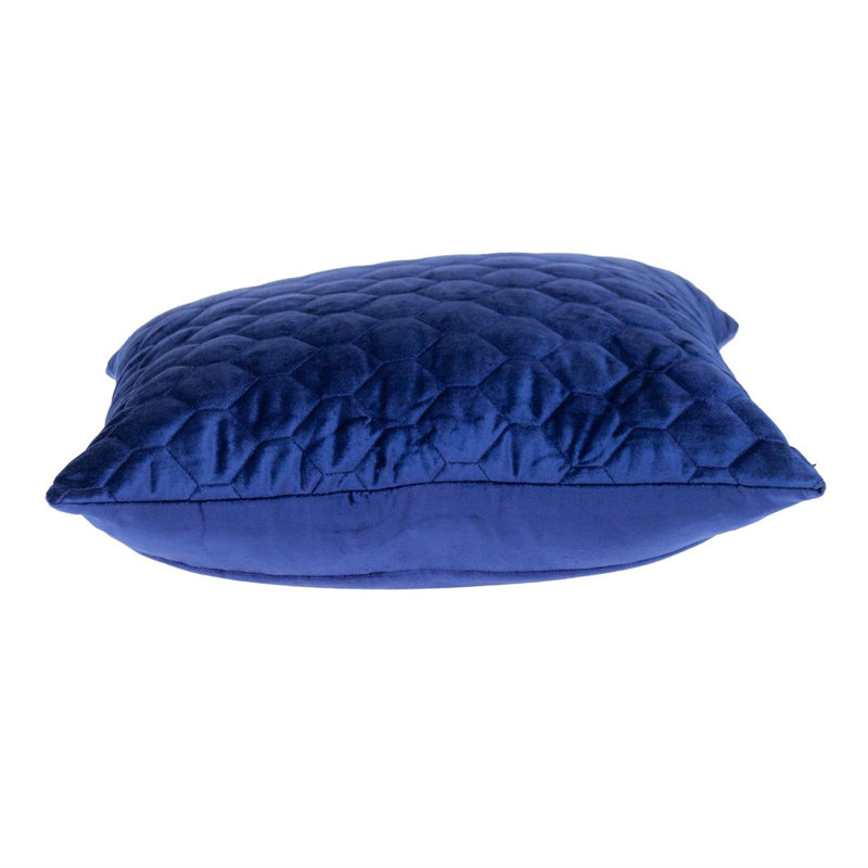 Cotton Blend Outdoor Throw Pillow, Blue Tufted Velvet Quilted