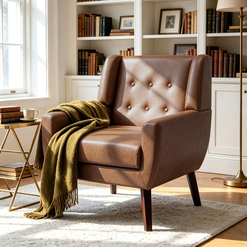 Fauteuil d'appoint Jaqueze, Similicuir café