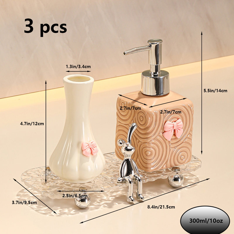 Ensemble de distributeur de savon pour salle de bain, Brun