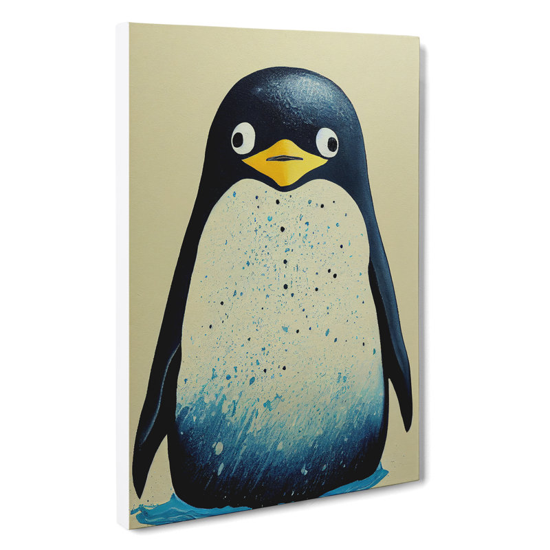 Painted Penguin No.3 - Wrapped Canvas, 50cm H x 35cm W x 3cm D